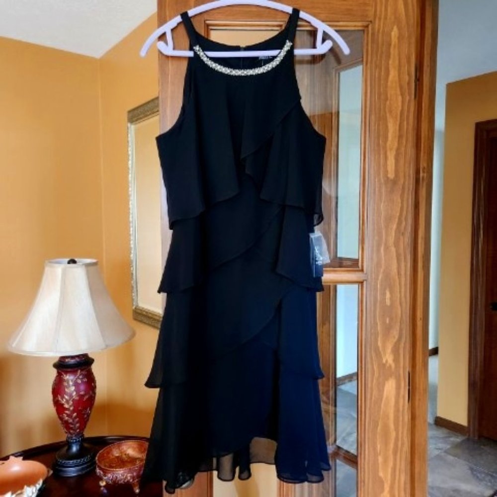 SL Fashions New York Black Evening Dress - Women's Size 14 NWT